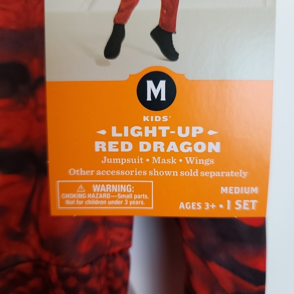 NEW  Light Up Red Dragon Costume Jumpsuit Wings and Mask - Picture 4 of 16